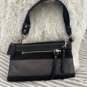 Coach Black and Gray Wristlet Clutch